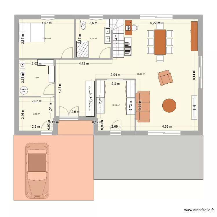 plan 3. Plan de 6  et 101 m²