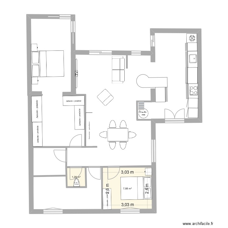 maison les bordes1. Plan de 2 pièces et 9 m2