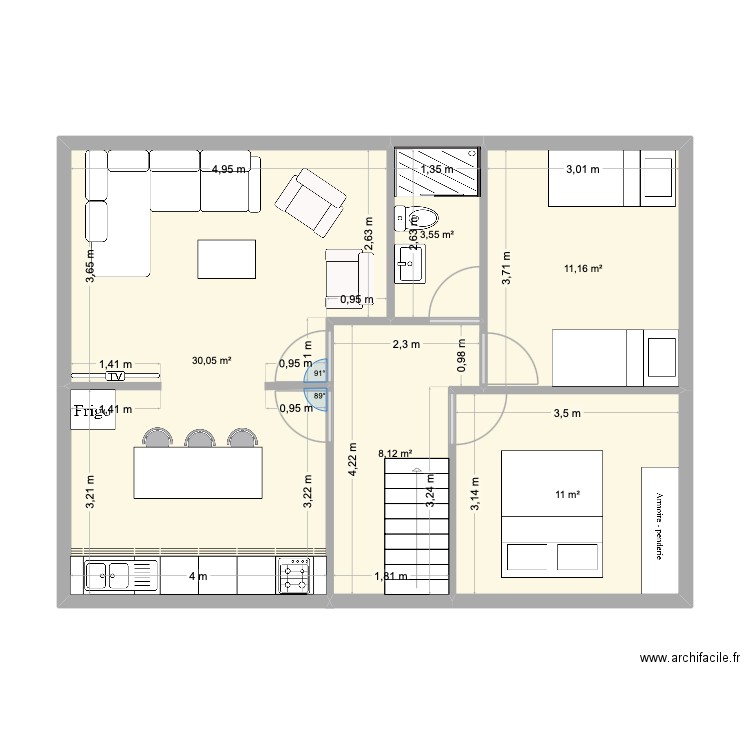 PLAN 2. Plan de 5 pièces et 64 m2
