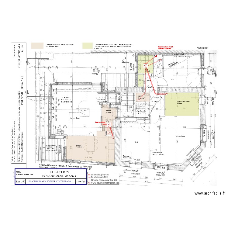 PLAN VMC ETAGE 1. Plan de 0 pièce et 0 m2