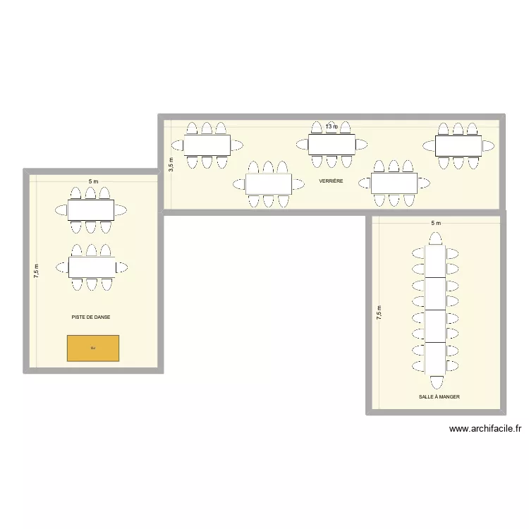 PLAN SALLE RÉCEPTION R&A. Plan de 3 et 121 m² PLAN SALLE RÉCEPTION R&A. Plan de 3 et 121 m²