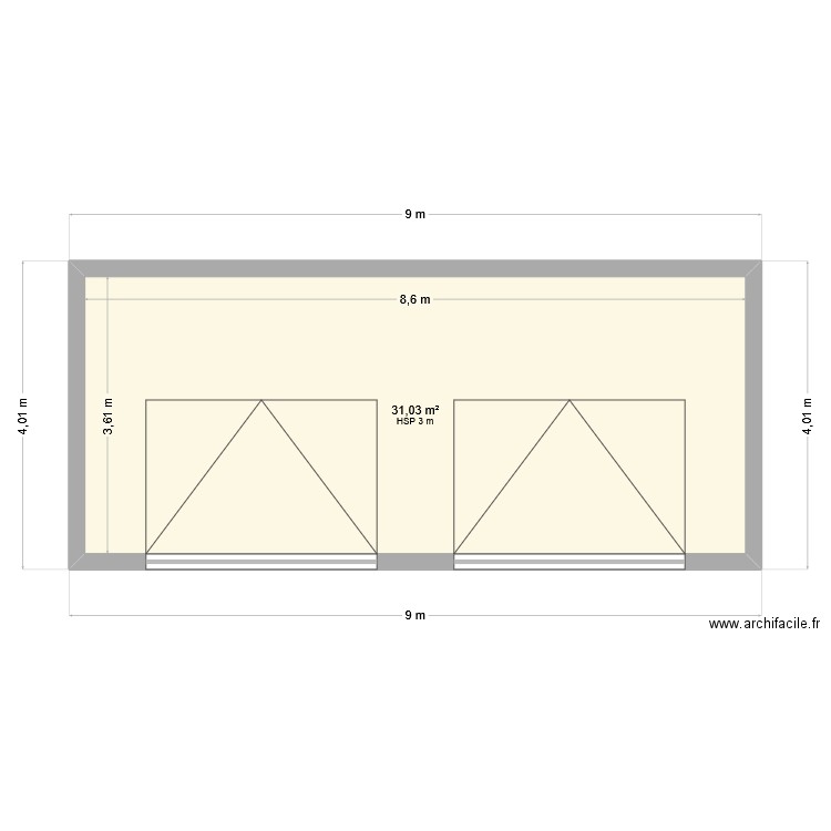 garage face avant. Plan de 1 pièce et 31 m2