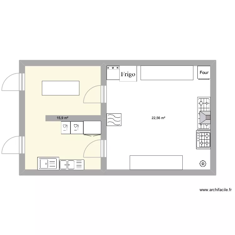 Etlv Arthur. Plan de 2 pièces et 38 m²