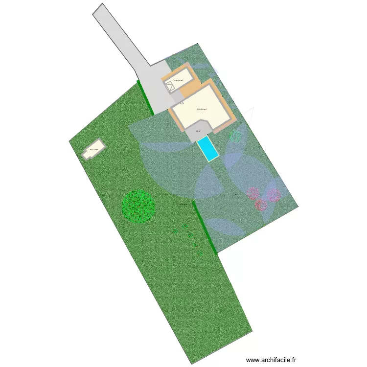 terrain maison. Plan de 3  et 249 m²