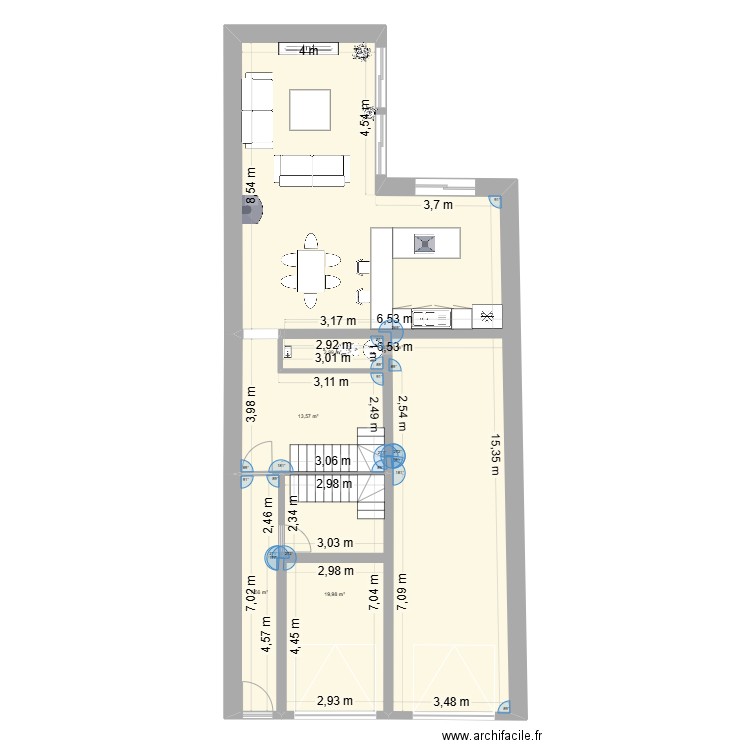 locapex. Plan de 5 pièces et 130 m2