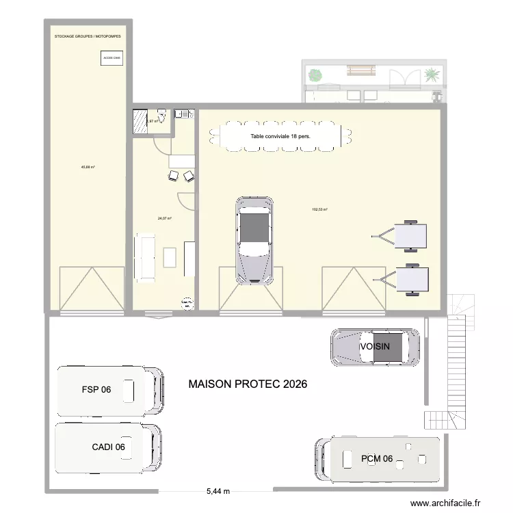 MAISON PROTEC 2026. Plan de 9 pièces et 228 m²