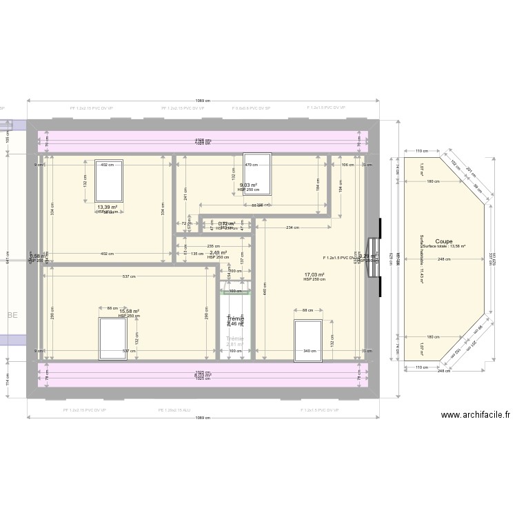 ML24007303. Plan de 23 pièces et 256 m2