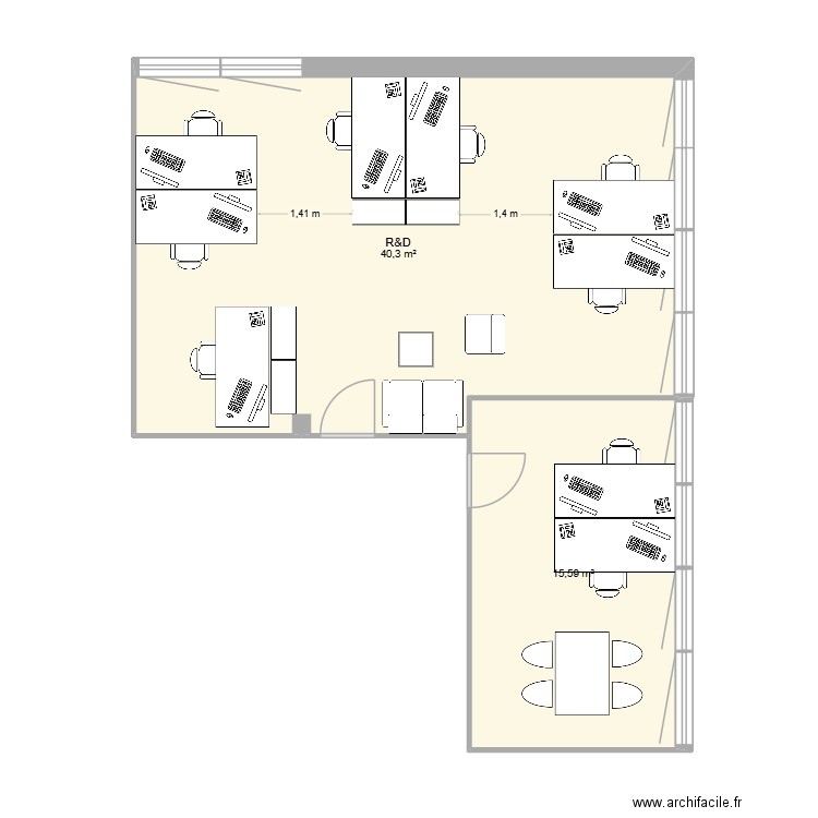 R&D_Gare 25. Plan de 2 pièces et 56 m2