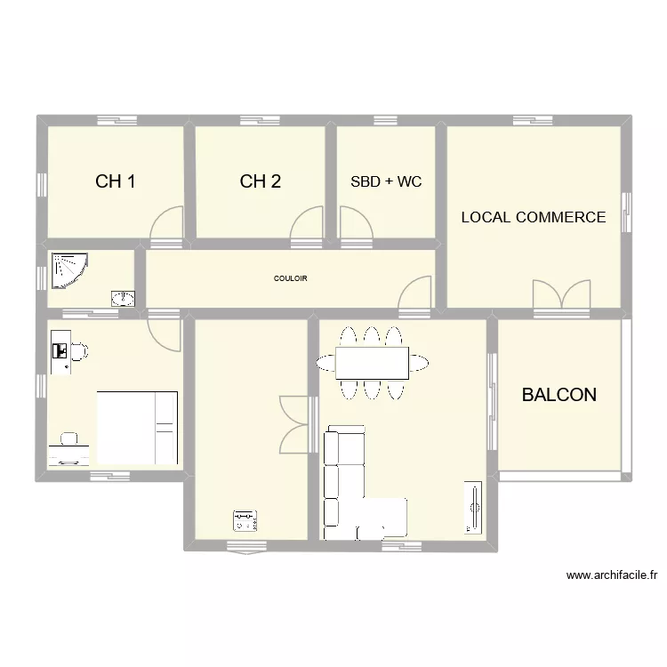 bambo r+1. Plan de 8  et 120 m²