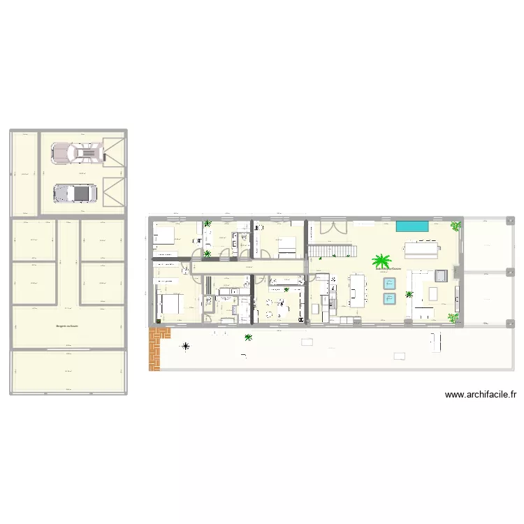 Villa Tarzan 59 Test cuisine. Plan de 74  et 1326 m²