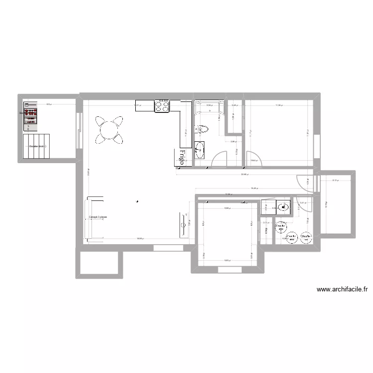 duplex avec poteau 2. Plan de 6  et 97 m²