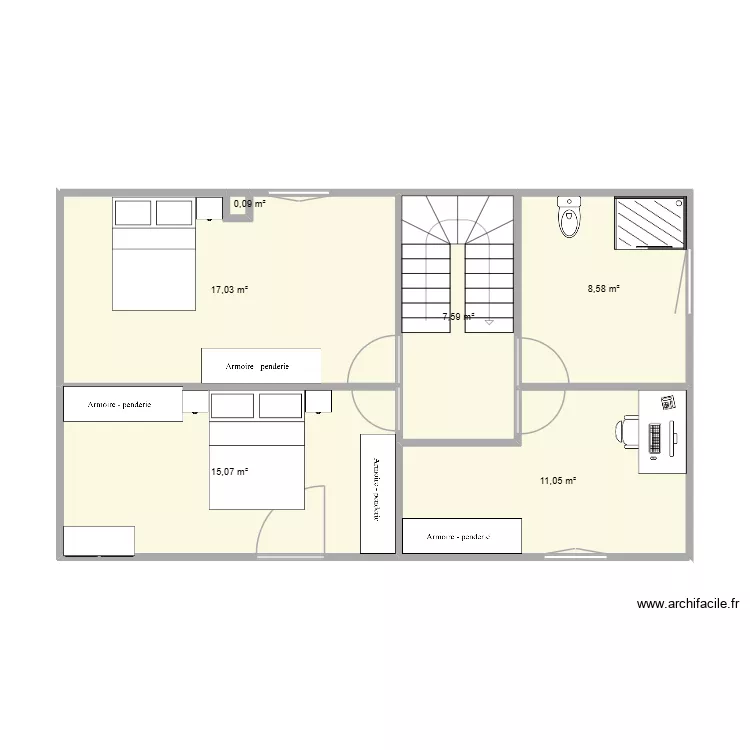 &eacute;tage arlos chambre. Plan de 6  et 59 m²