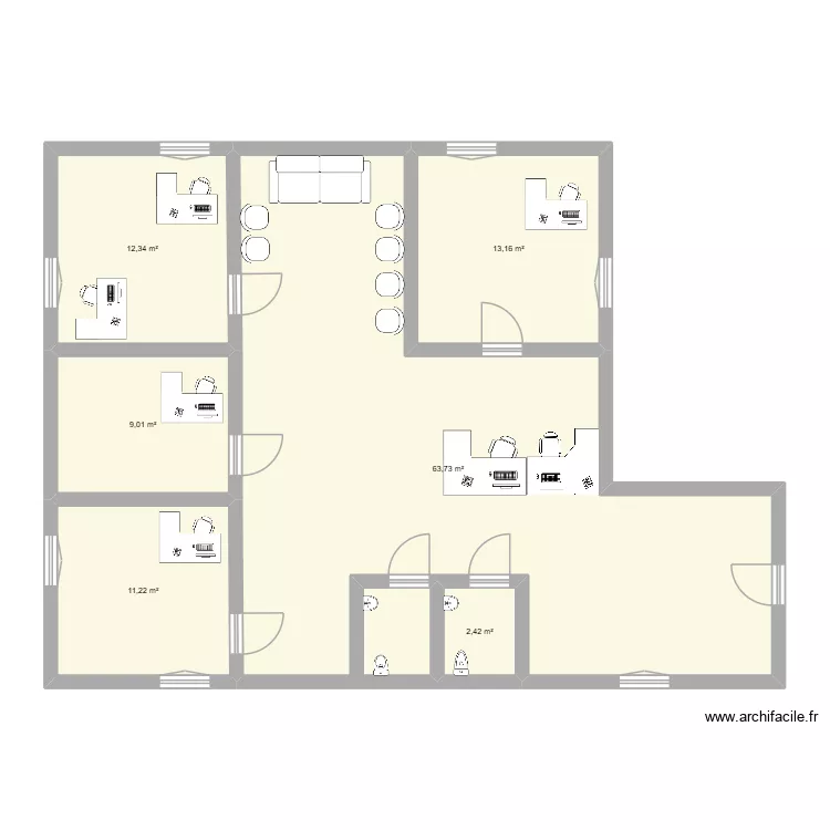 plan. Plan de 6 pièces et 112 m²