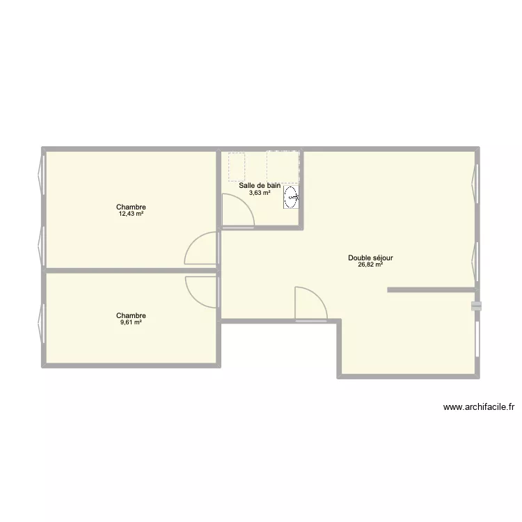 st charles. Plan de 4 pièces et 53 m²