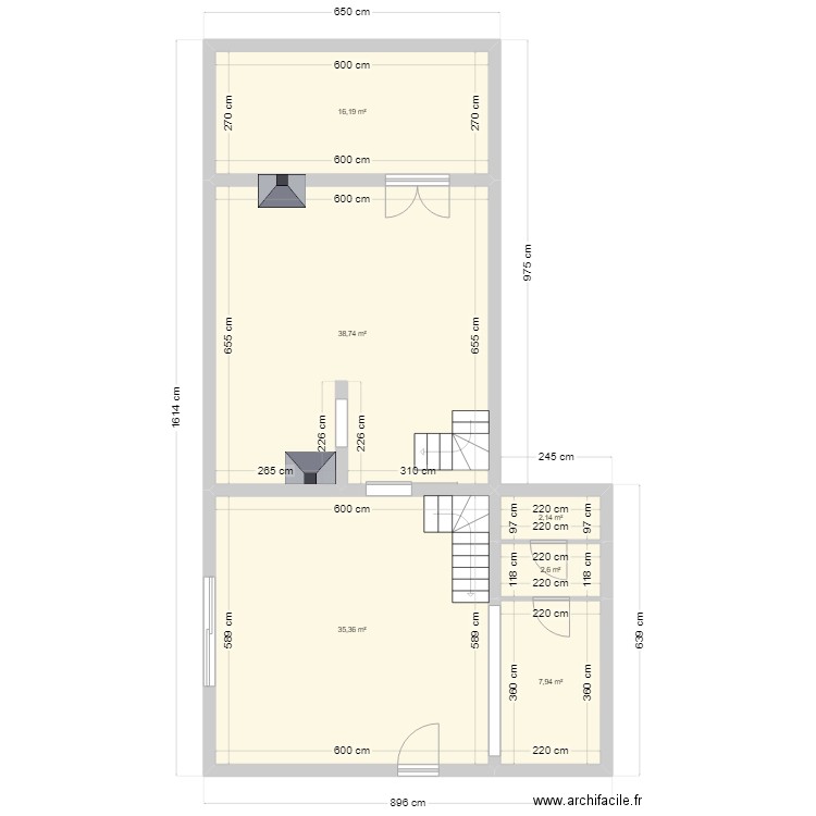 Pouchain 1. Plan de 6 pièces et 103 m2