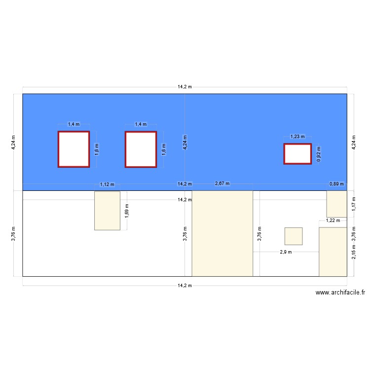 façade sud bât 3. Plan de 0 pièce et 0 m2