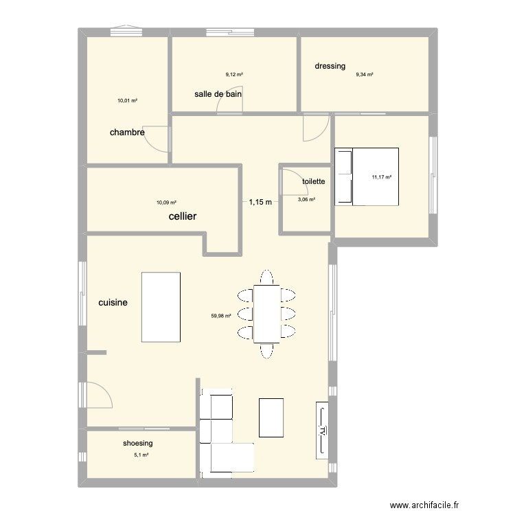 maison. Plan de 8 pièces et 118 m2