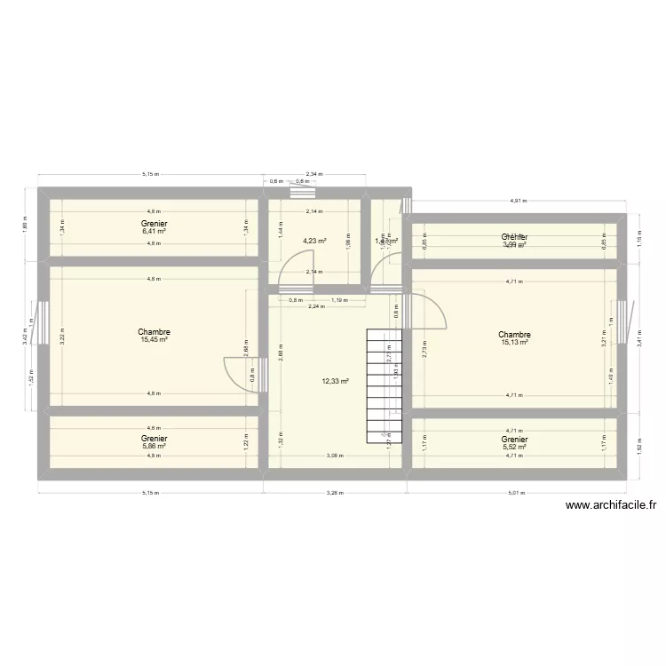 plan haut. Plan de 9  et 70 m²