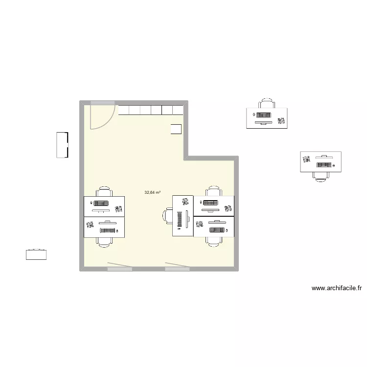 Bureau 5S Futur. Plan de 1  et 33 m²