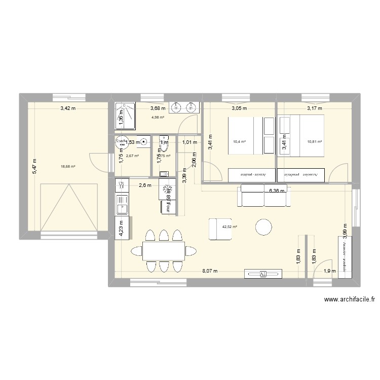 MAISON 75. Plan de 7 pièces et 92 m2