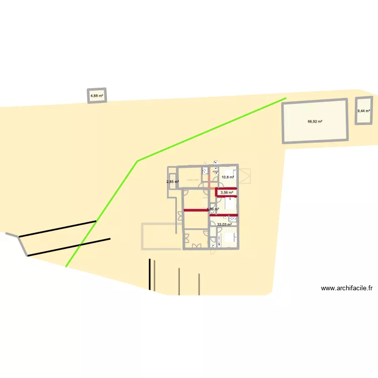 Pinson 6. Plan de 13  et 249 m²