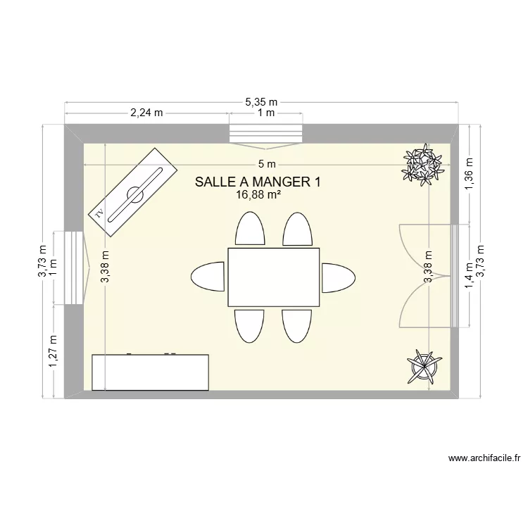 SALLE A MANGER 1. Plan de 1 pièce et 17 m²