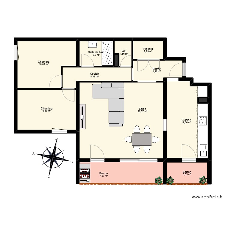 MANSART. Plan de 13 pièces et 86 m2