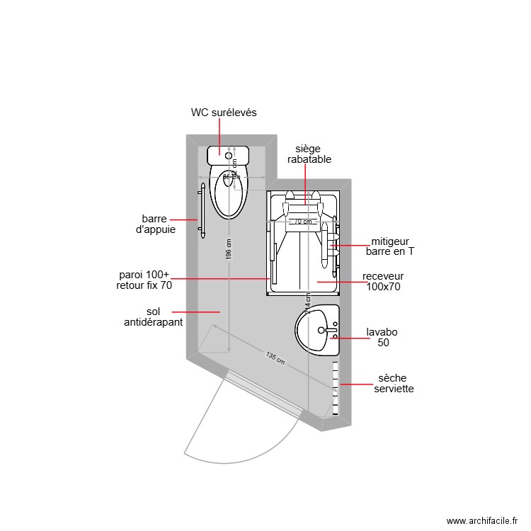 kouyate. Plan de 1 pièce et 3 m2