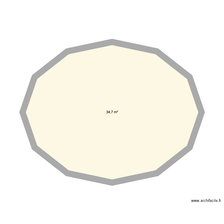 circulaire. Plan de 1 pièce et 35 m2