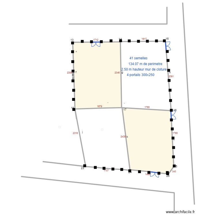 gildas parcelle semellesbis2. Plan de 2 pièces et 740 m2