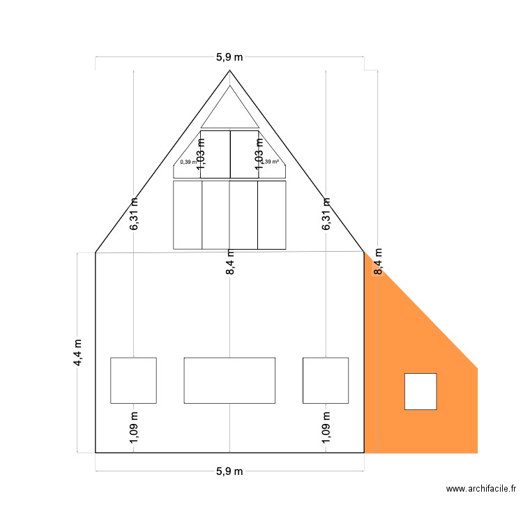 Plan facade est. Plan de 0 pièce et 0 m2