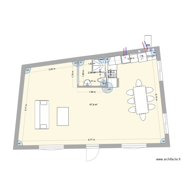 JULIA rdc. Plan de 2 pièces et 51 m2