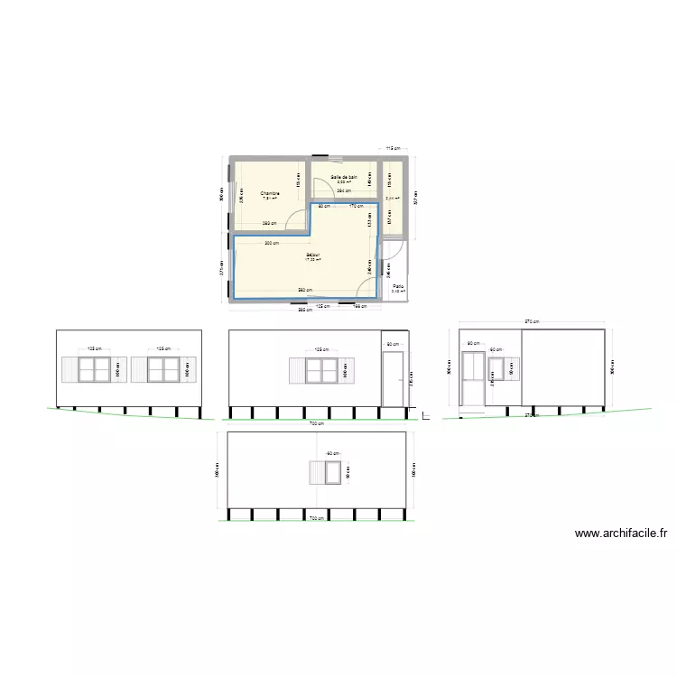Projet Proposition habitat l&eacute;ger Ville Namur 39.9m&sup2;. Plan de 