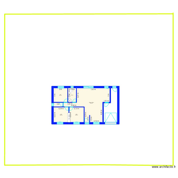 Agrandissement fini. Plan de 6 pièces et 78 m2