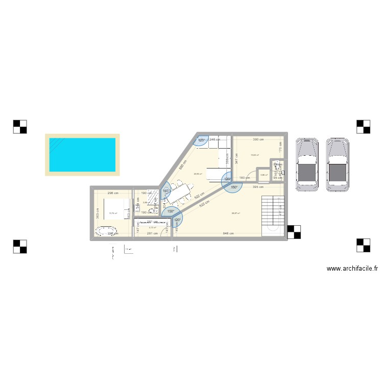 Bourgine 1. Plan de 8 pièces et 82 m2