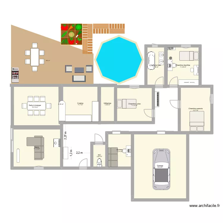guii. Plan de 12  et 135 m²