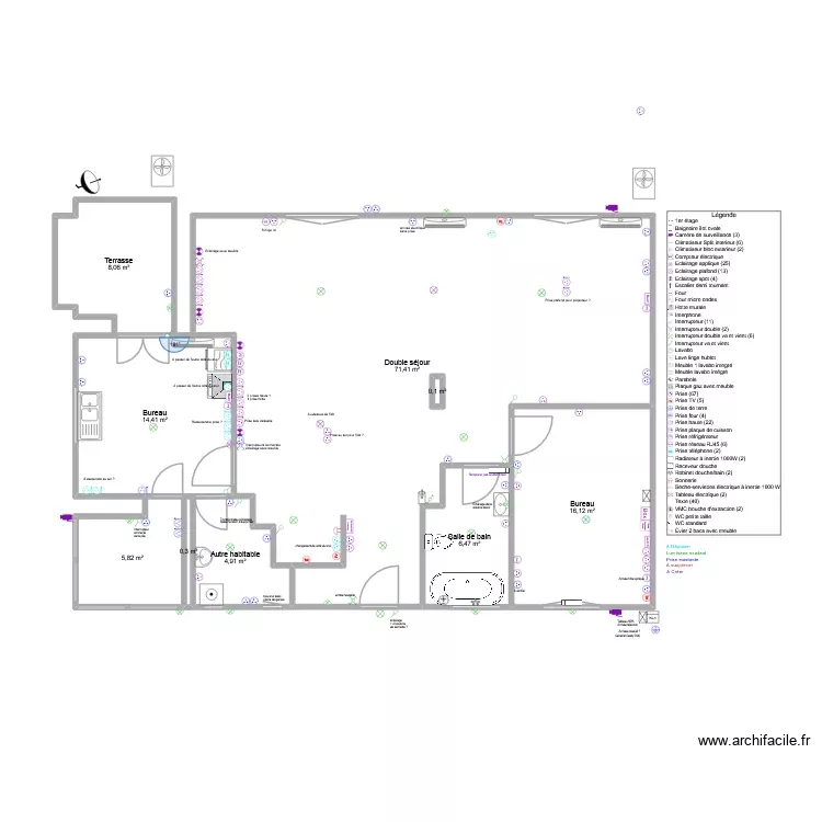 Plan maison - maison futur - corrigé. Plan de 14 Pièces et 190 m² Plan maison - maison futur - corrigé. Plan de 14 Pièces et 190 m²