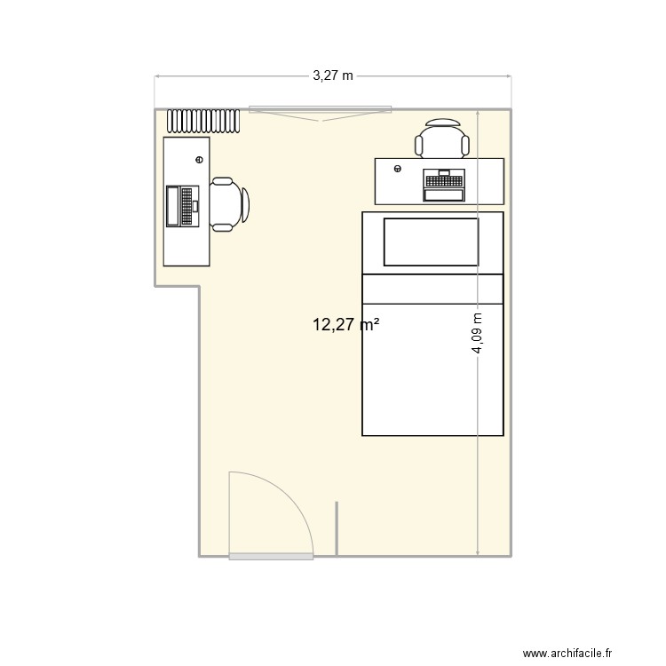 Chambre enfants lits superposés. Plan de 1 pièce et 12 m2