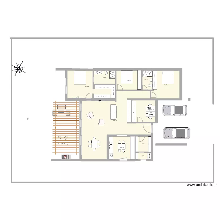 Projet 3 . version compact. Plan de 9 pièces et 160 m²