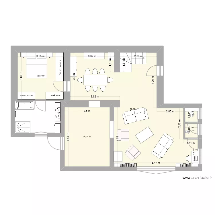 &eacute;tage maison. Plan de 5  et 83 m²