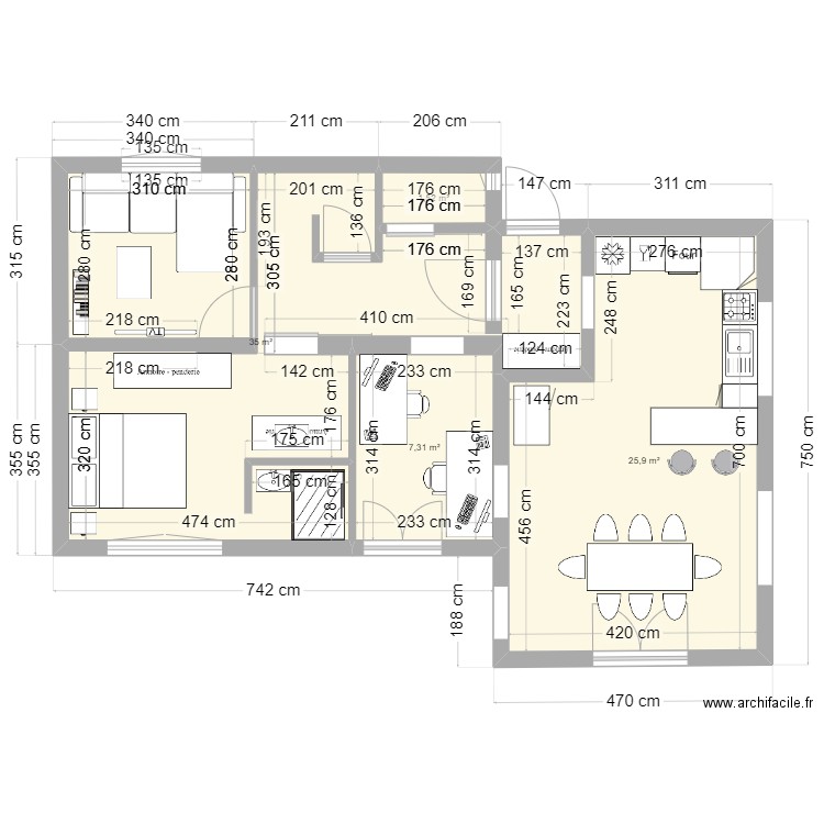extension plan 2. Plan de 0 pièce et 0 m2