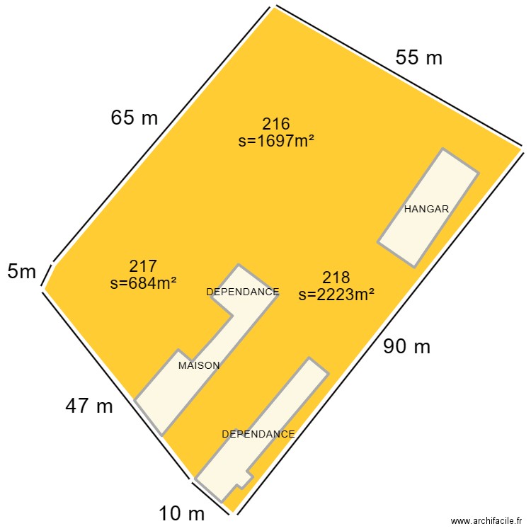 Plan de masse ensemble des parcelles. Plan de 3 pièces et 604 m2