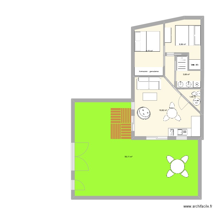 plan 2 oleron. Plan de 6 pièces et 100 m2
