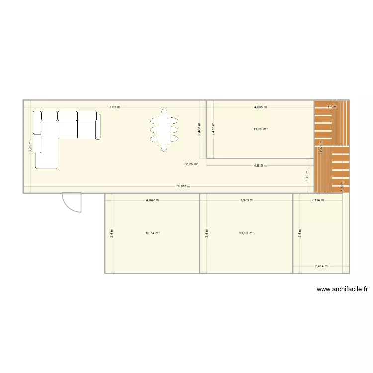 amine. Plan de 4  et 91 m²
