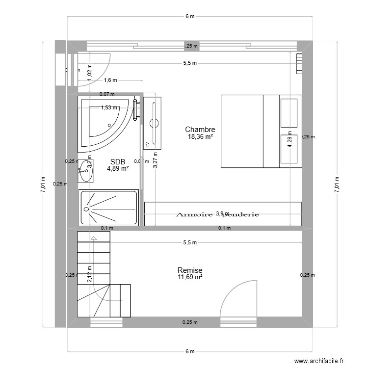 Undertmarkt - Pecqueuse. Plan de 3 pièces et 35 m2