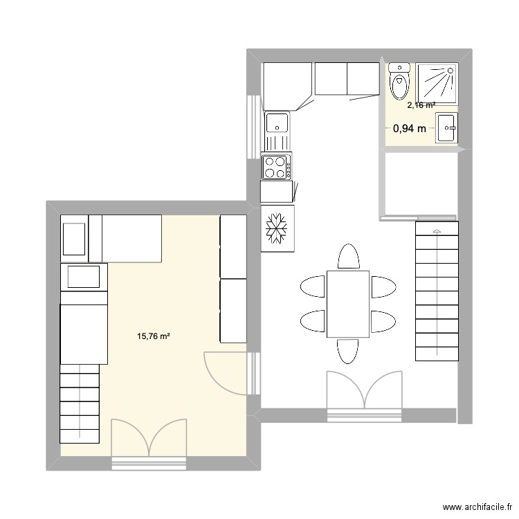 PORT LEU. Plan de 2 pièces et 18 m2