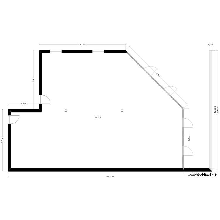 bureau coworking base. Plan de 1 pièce et 187 m2