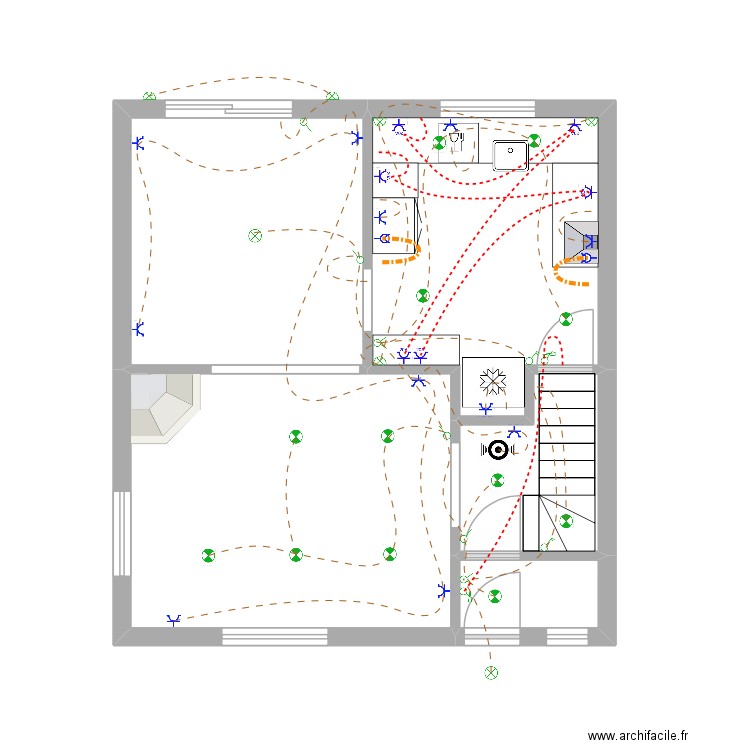 Plan Électrique - 88 Graham - 1er étage. Plan de 5 pièces et 47 m2