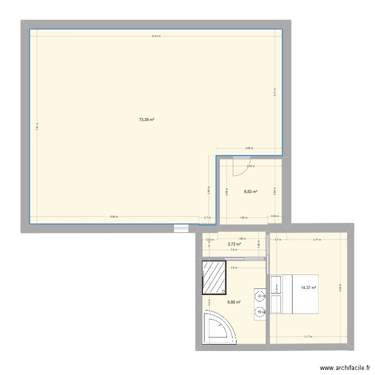 Extension. Plan de 5 pièces et 106 m2