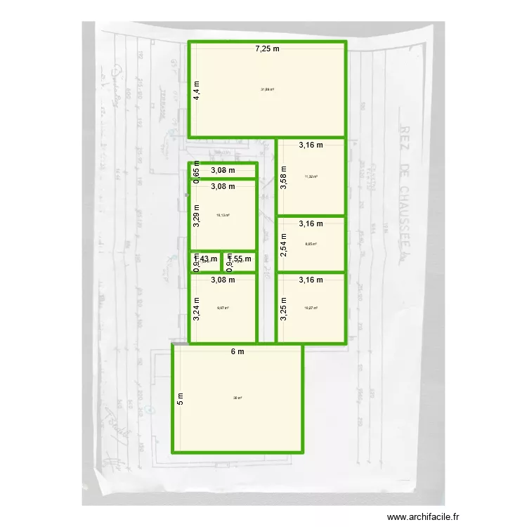 v2 v2. Plan de 10 pièces et 116 m²